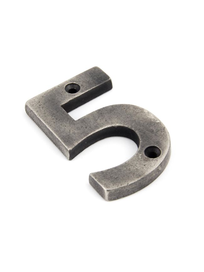 Antique Pewter Numeral 5