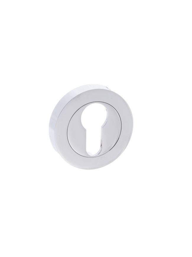 STATUS Euro Escutcheons on Round Rose - Polished Chrome (Pair)