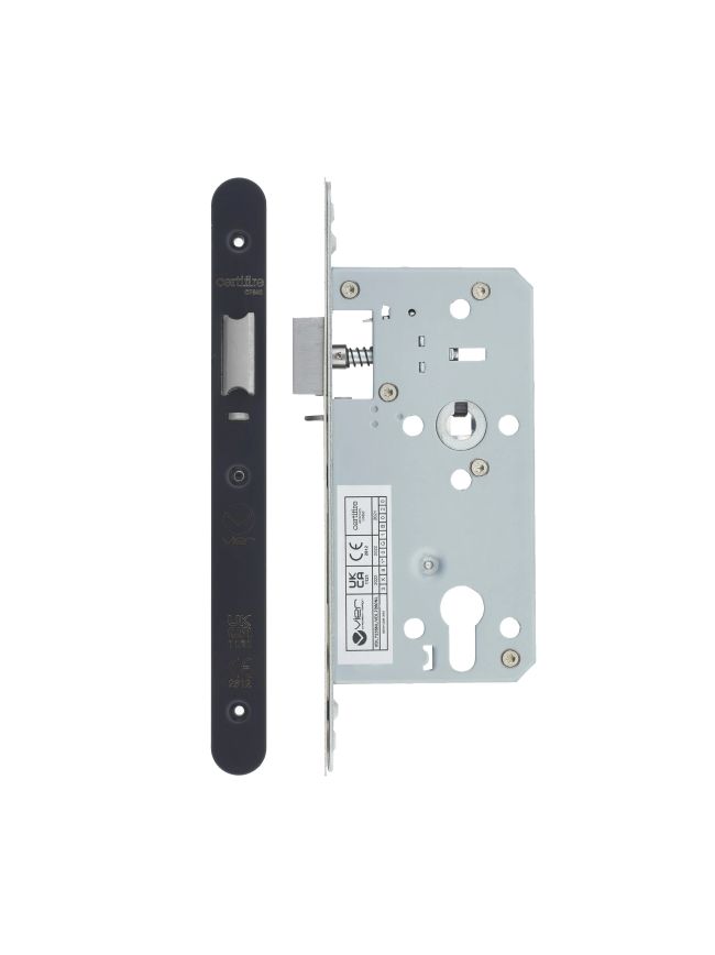 Zoo Hardware 2 Piece - DIN night latch - 72mm c/c - backset 55mm - radius - Black