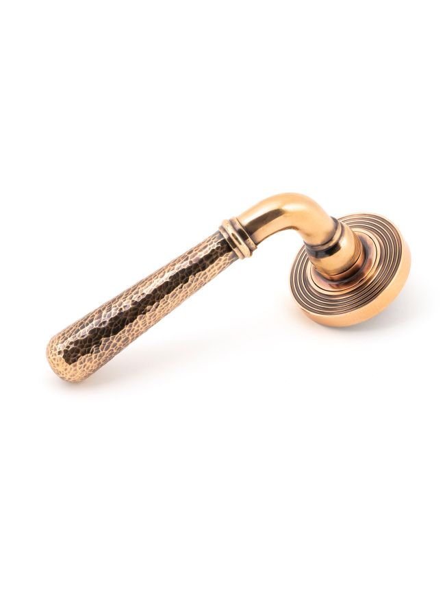 Polished Bronze Hammered Newbury Lever on Rose Set (Beehive)