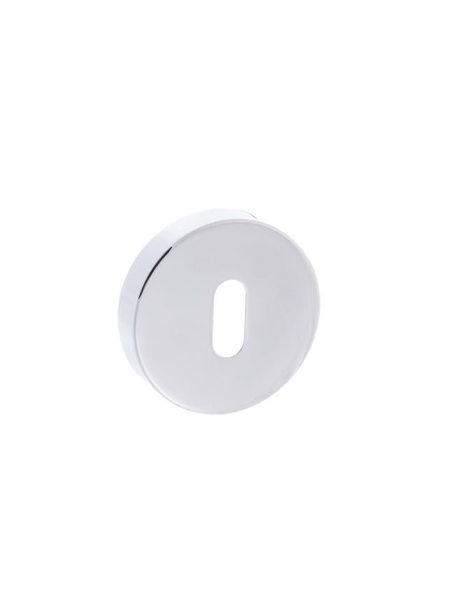 Forme Key Escutcheons on Minimal Round Rose - Polished Chrome (Pair)