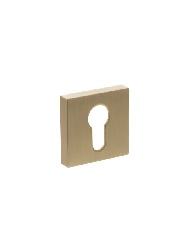Senza Pari Euro Escutcheons on Minimal Square Rose - Satin Brass (Pair)
