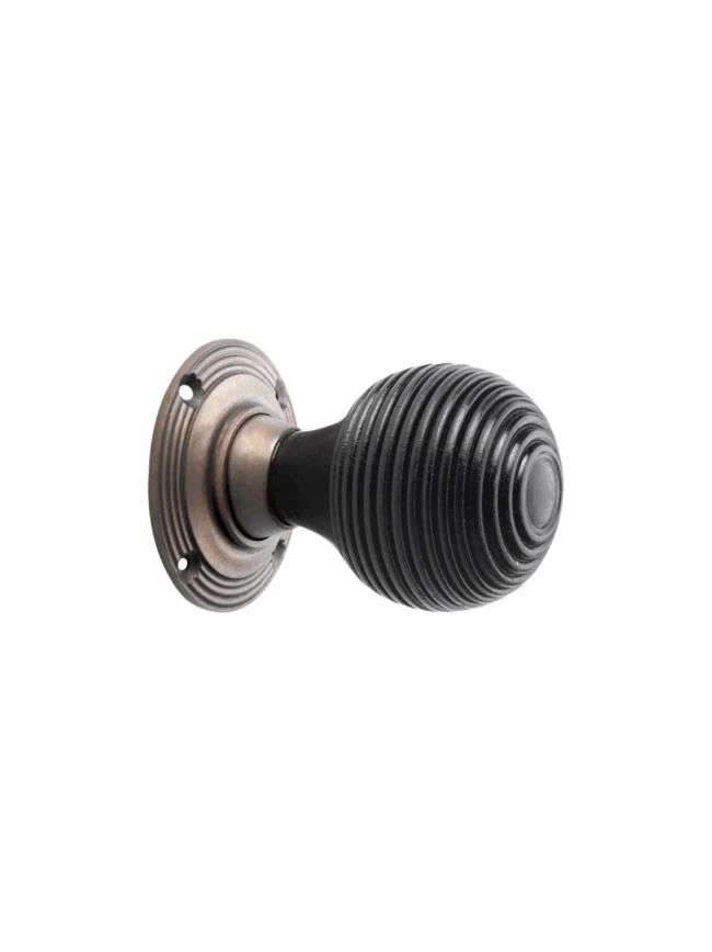 Ebonised Beehive Rim/Mortice Door Knob Matt Antique