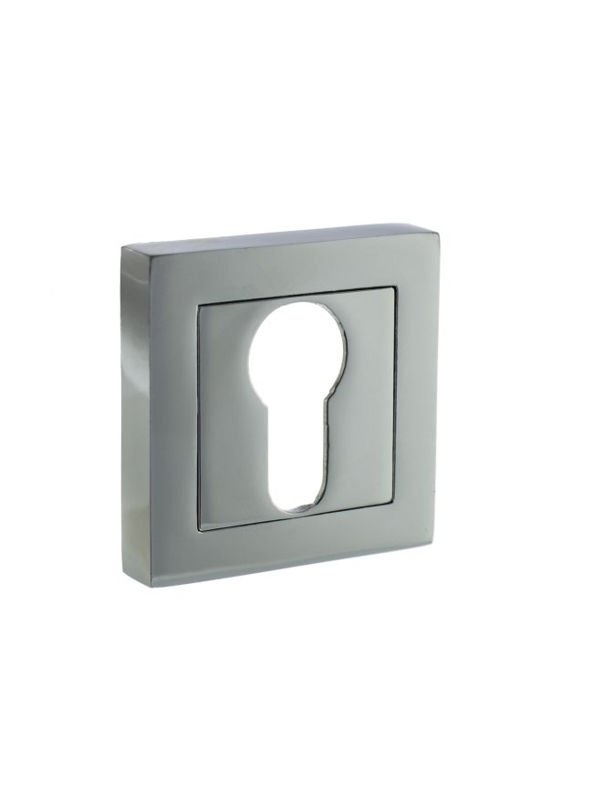 STATUS Euro Escutcheons on S4 Square Rose - Polished Chrome (Pair)