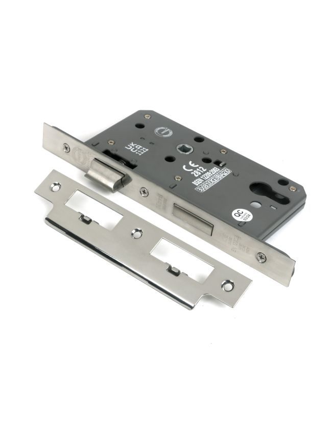 Polished Chrome Euro Din Sash Lock - 60mm Backset/72mm Centre