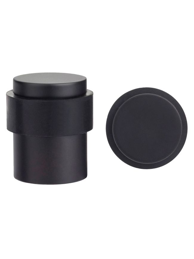 Zoo Hardware Door Stop Floor Mounted - Round Collared Flat Top 35mm dia - Black