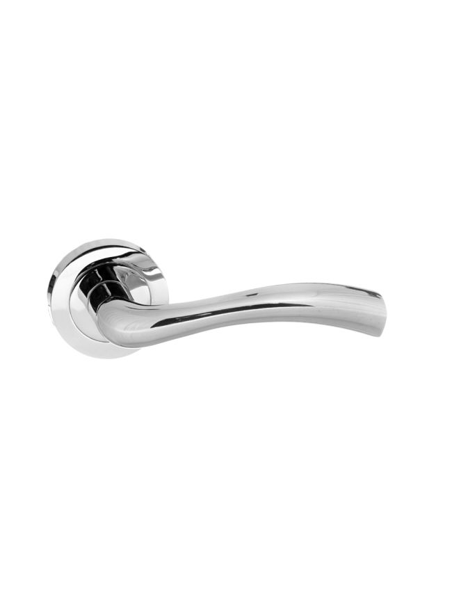 STATUS Texas Lever Door Handle on Round Rose - Polished Chrome (Pair)