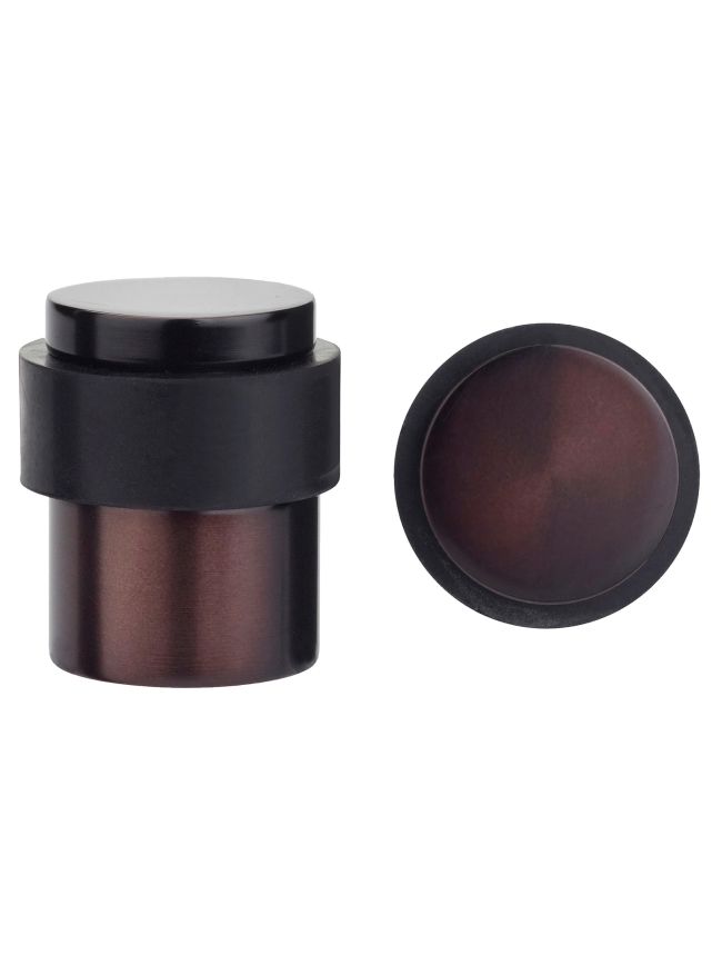 Zoo Hardware Door Stop Floor Mounted - Round Collared Flat Top 35mm dia - Etna Bronze