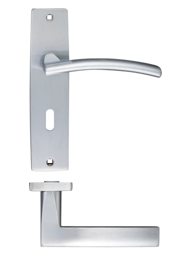 Zoo Hardware Amalfi lever on lock backplate - Satin Chrome