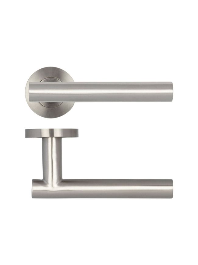 Atlanta Door Handles on Rose Grade 304 Satin Stainless Steel - By Frelan Hardware - JSS412