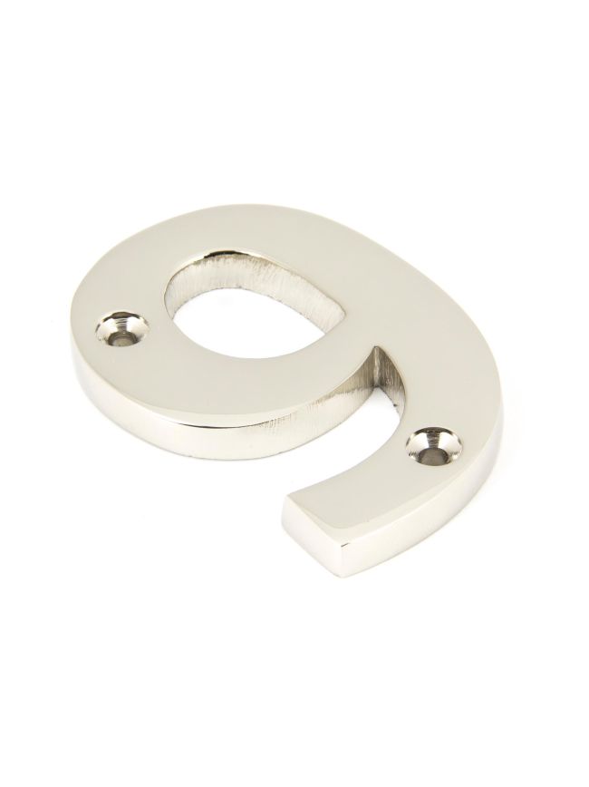 Polished Nickel Numeral 9