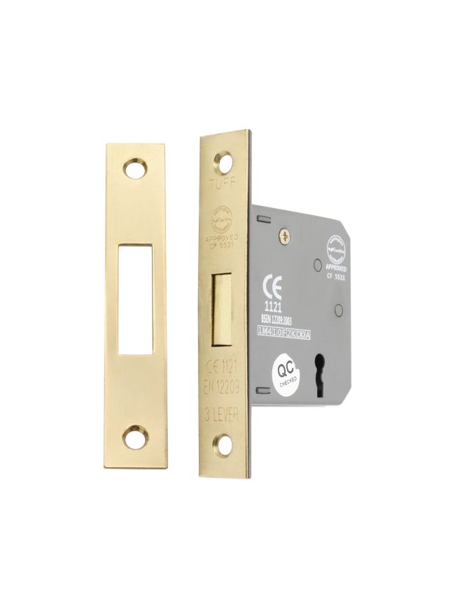3" CE 3 Lever Dead Lock - Electro Brass