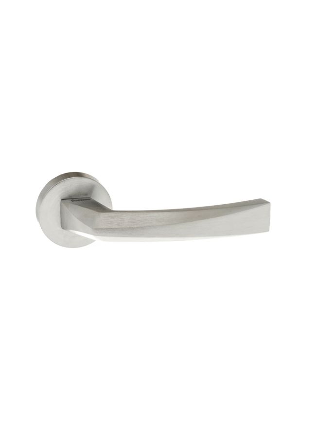 Forme Crystal Lever Door Handle on Minimal Round Rose - Satin Chrome (Pair)