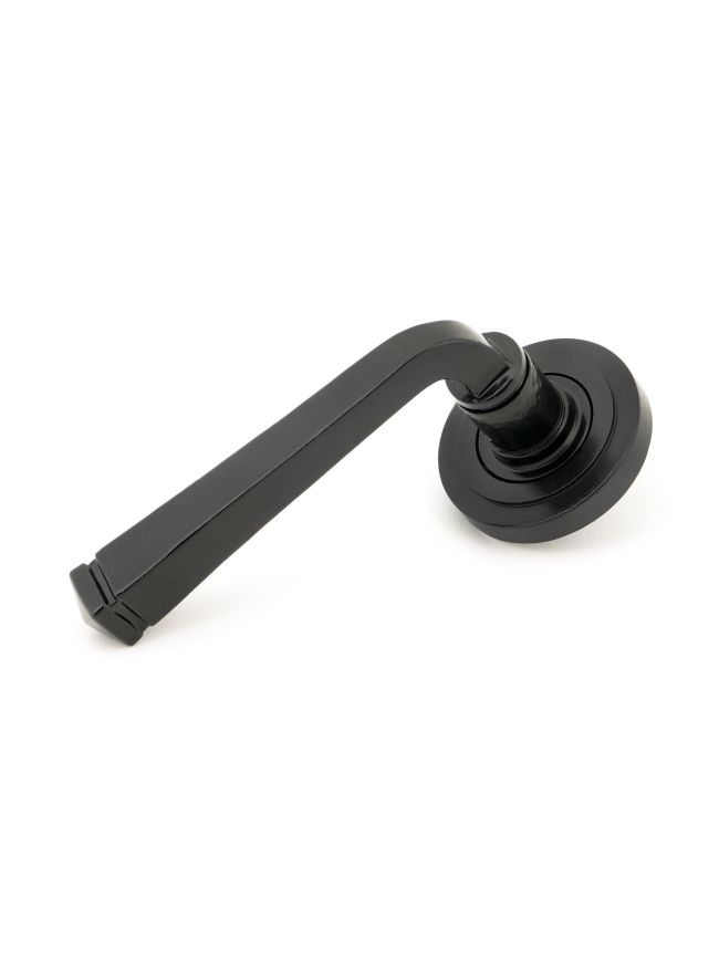 Black Avon Round Lever on Rose Set (Art Deco) - Unsprung