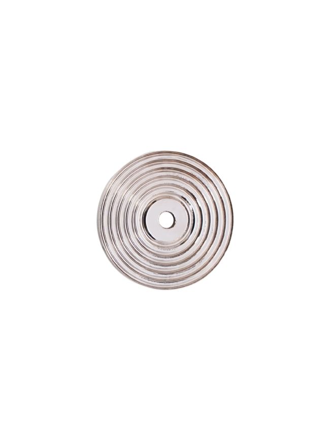 Reeded Round Backplate for Cupboard Knobs Polished Nickel
