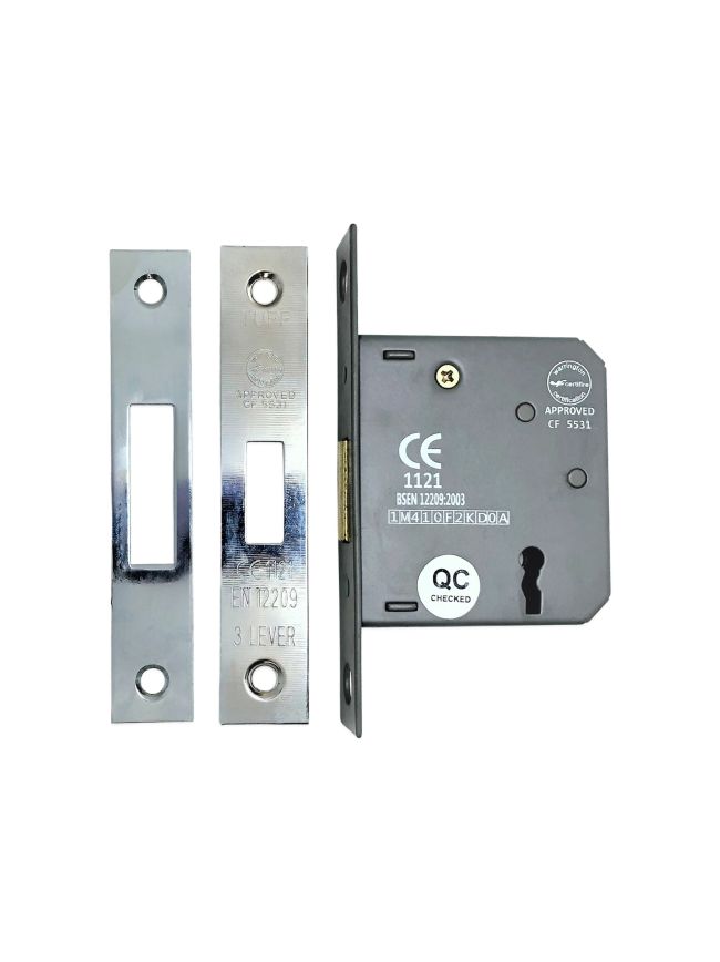 3" CE 3 Lever Dead Lock - Polished Chrome