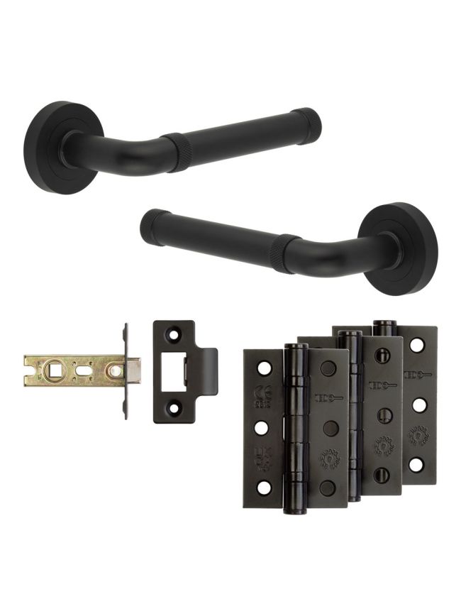 Complete Midtown Door Handle Pack - Internal Doors - Matt Black - 64mm / 3-inch Hinges - JE-G2B-MB