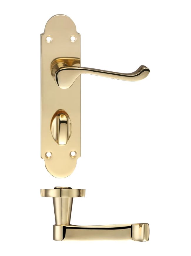 Zoo Hardware Oxford Lever Bathroom (57mm c/c) Furniture 170 x 42mm - Brass