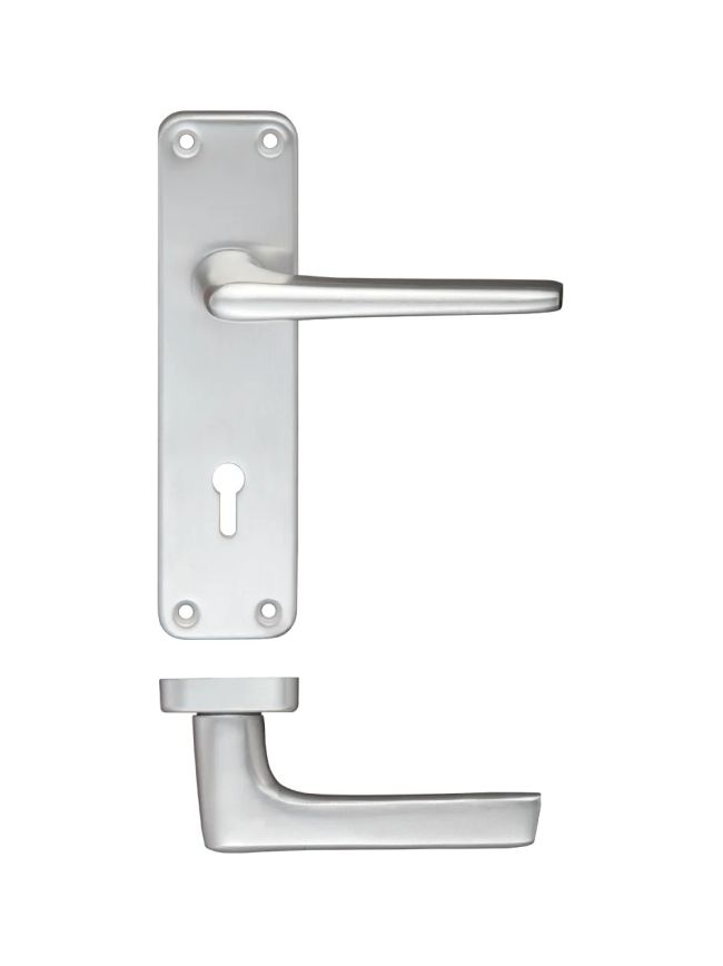 Zoo Hardware Contract Aluminium Lever on Lock Backplate - Satin Aluminium