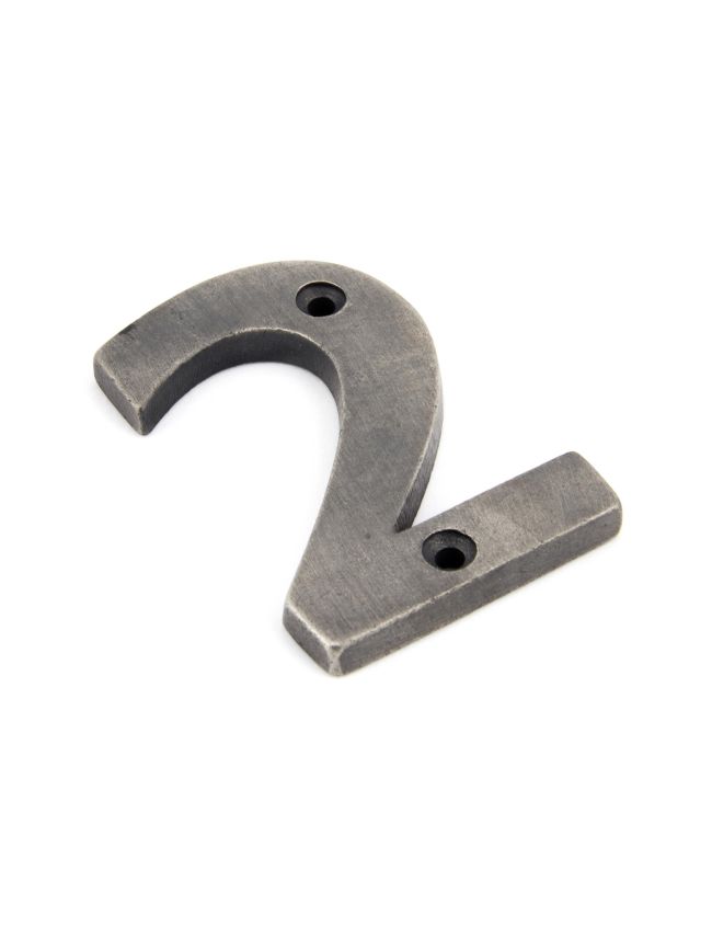 Antique Pewter Numeral 2