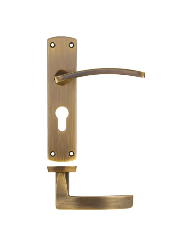 Zoo Hardware Toledo lever on euro backplate - Antique Brass
