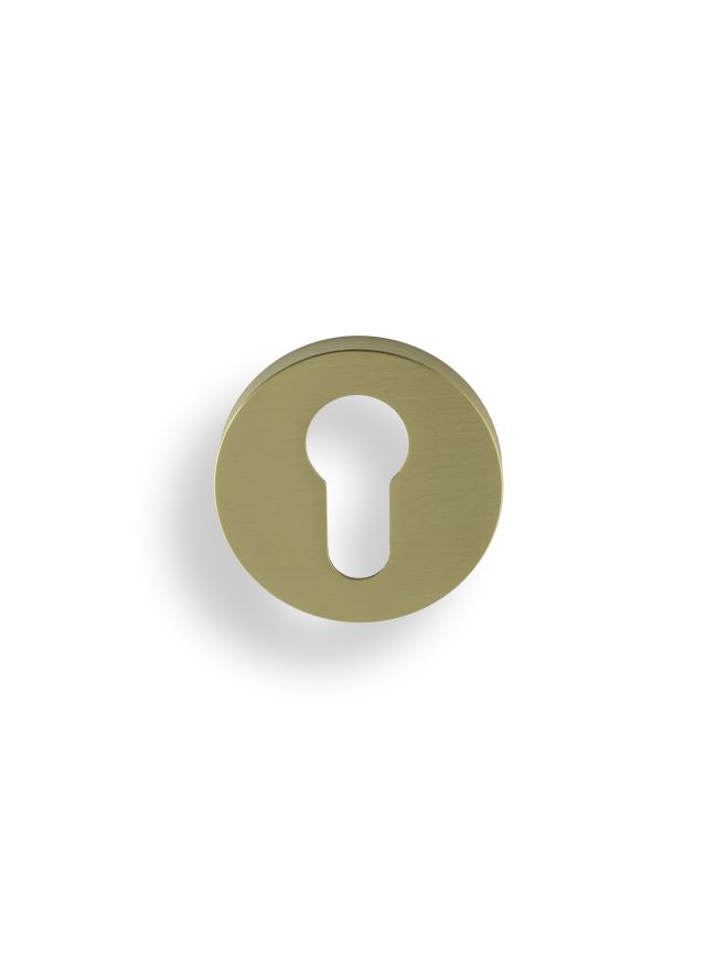 Valli Euro Profile Push-on Round Rosette Escutcheon - Satin Brass PVD
