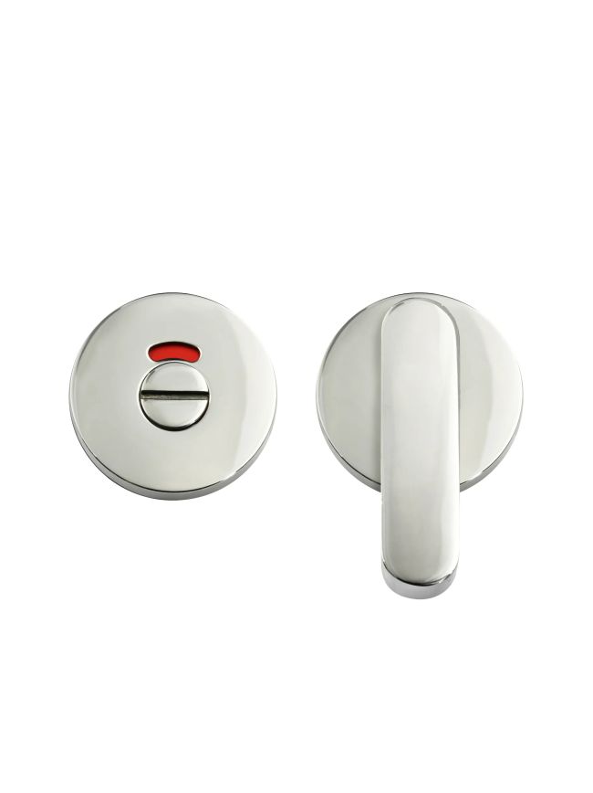 Zoo Hardware Accessible Peanut Turn and Release with Indicator complete with Escutcheons - Grade 304 - Polished Stainless