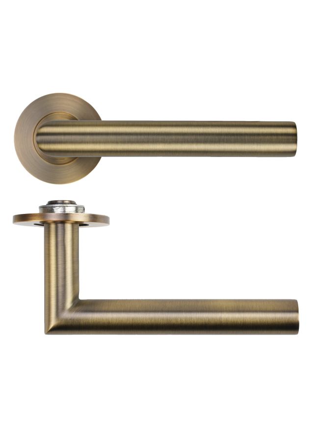Zoo Hardware Lugano Lever on 4mm Round Slim Sprung Rose - Antique Brass