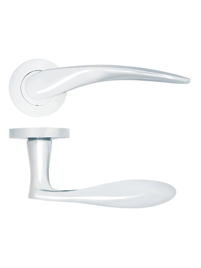 Zoo Hardware Merida lever on rose - Polished Chrome