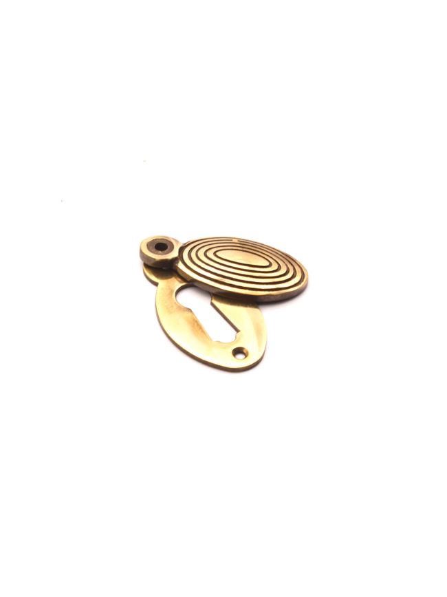 Oval Beehive Escutcheon Aged Brass