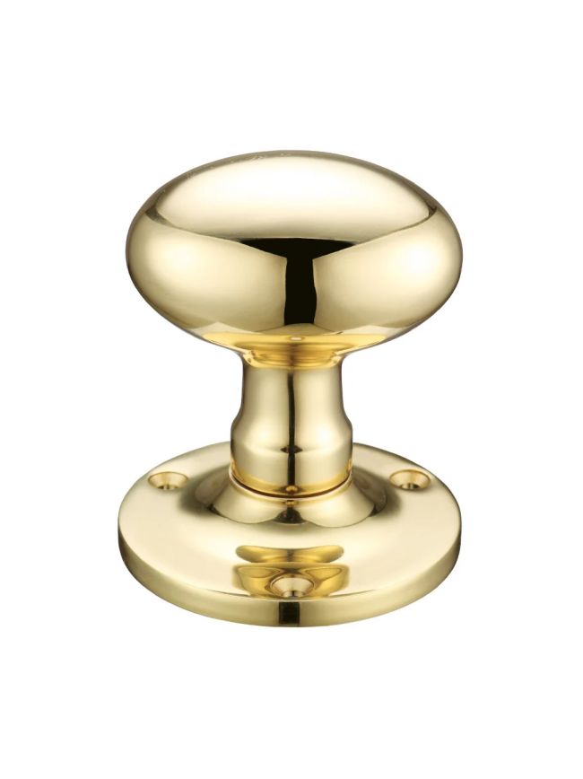 Zoo Hardware Oval Mortice Knob Furniture 62.5mm Rose dia. - Polished Brass