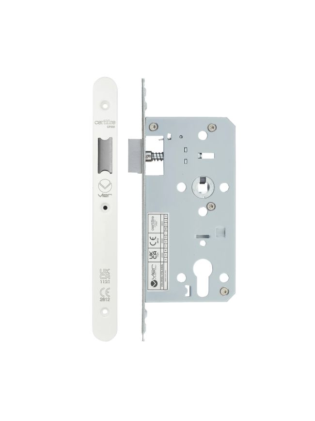 Zoo Hardware 2 Piece - DIN latch - backset 55mm - radius - White