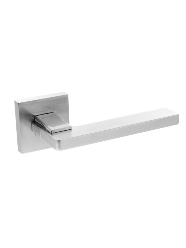 Oro & Oro Alba Lever Door Handle on Square Rose - Satin Chrome (Pair)