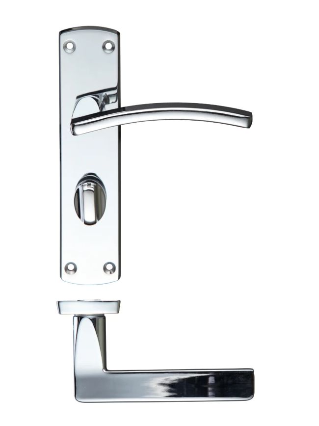 Zoo Hardware Toledo lever on bathroom backplate - Polished Chrome