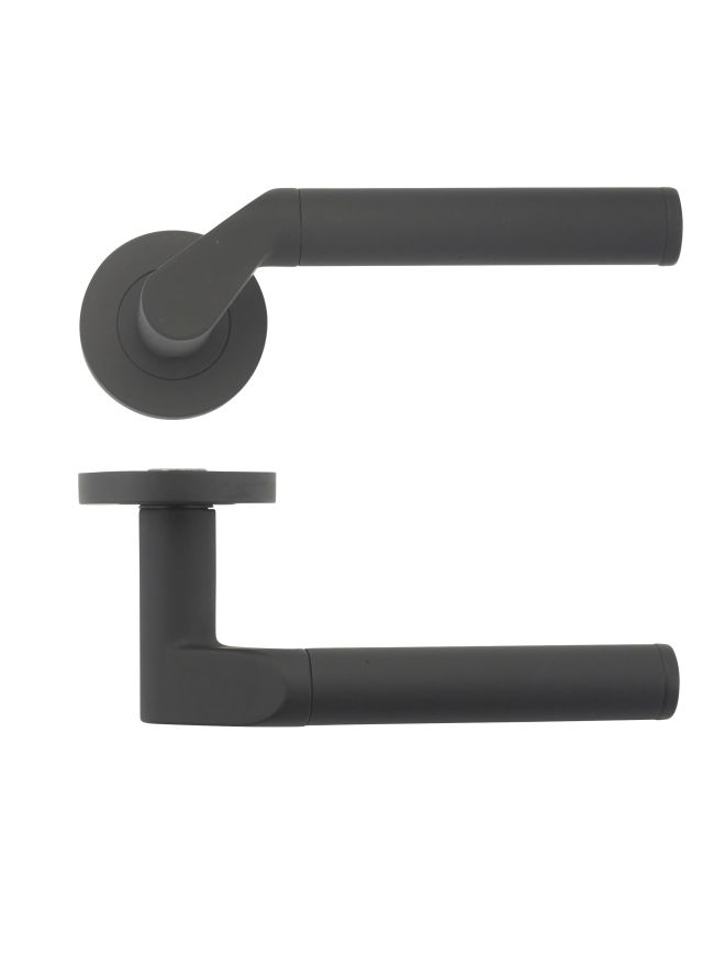 Zoo Hardware Venus lever on round rose - Oscuro Matt Black