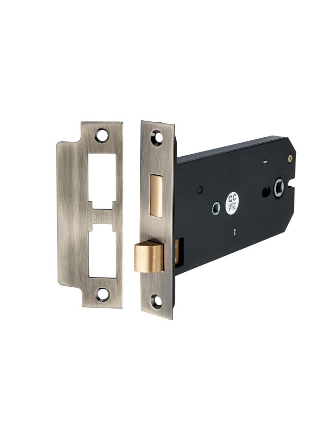 3 Lever Horizontal Bathroom Lock 6" - Antique Brass