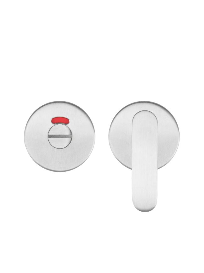 Zoo Hardware Accessible Peanut Turn and Release with Indicator complete with Escutcheons - Grade 201 - Stainless Steel