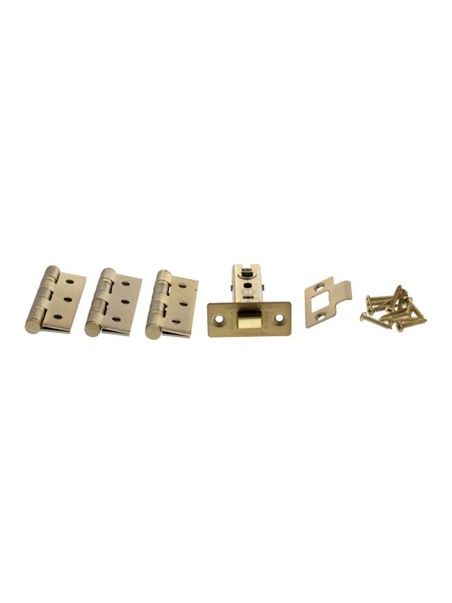 Atlantic Latch Pack [CE] 3" (Latch x1) + 3"x2" (Hinge x3) - Satin Brass