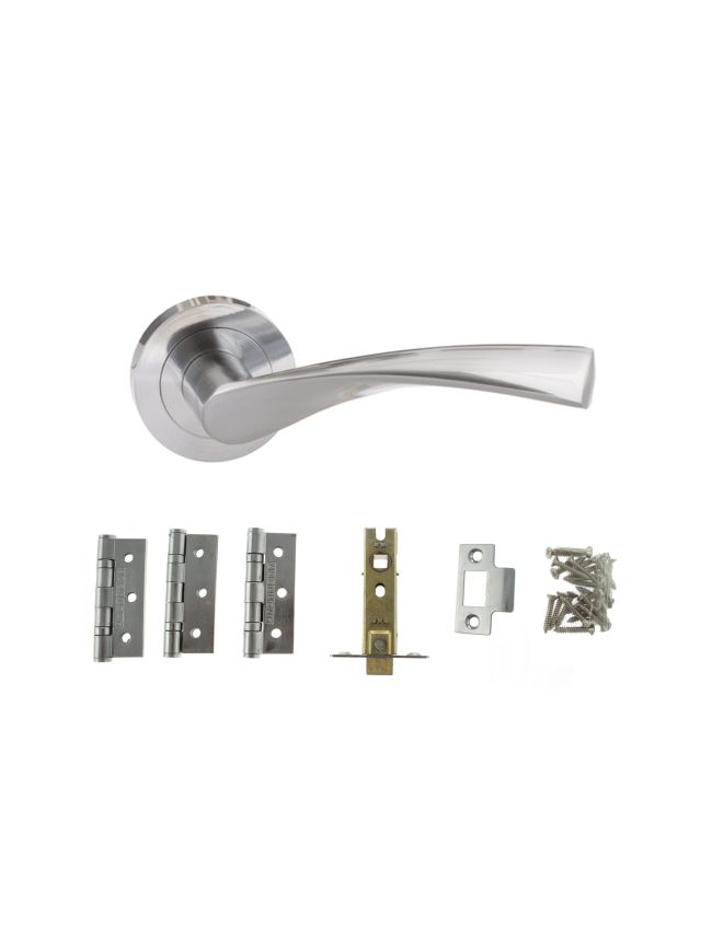 Atlantic Aqua Door Pack Bundle (3" Latch, 3"x2" Hingesx3) - Satin Chrome