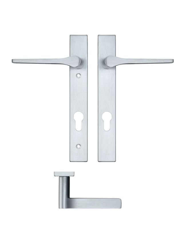 Zoo Hardware Draco lever on narrow euro backplate - Satin Chrome