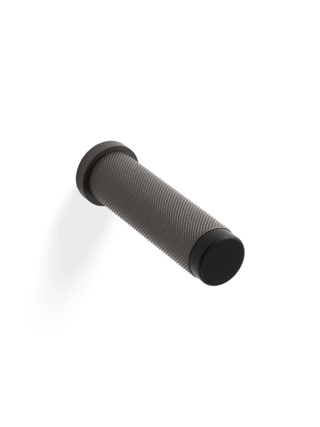 Valli 76 x 20mm - Wall Mounted Knurled Doorstop on Rose - Concealed Fix - Anthracite