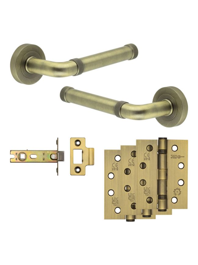 Complete Midtown Door Handle Pack - Internal Doors - Antique Brass - By Frelan Hardware - JE-G3A-AB