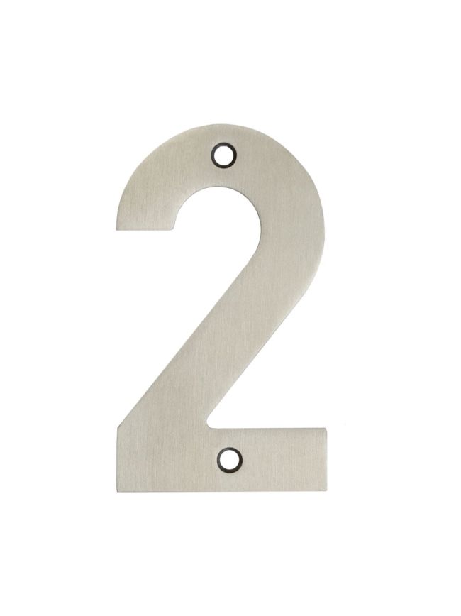 100mm Numerals SSS Finish 100mm Satin Stainless Steel No. 2 - By Frelan Hardware - JSS-2