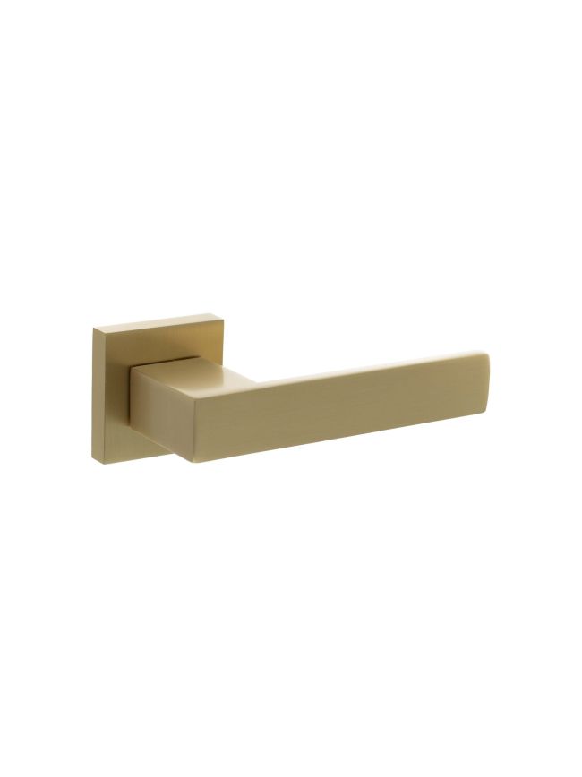 Senza Pari Panetti Lever Door Handle on Flush Square Rose - Satin Brass (Pair)