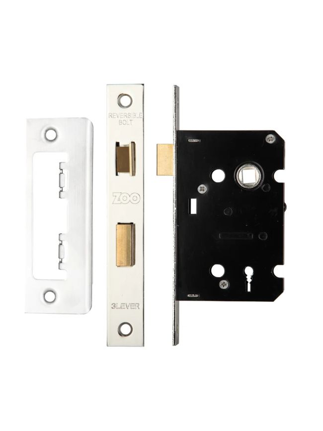 Zoo Hardware 3 Lever Sash Lock 2.5" - smaller case - Satin Stainless