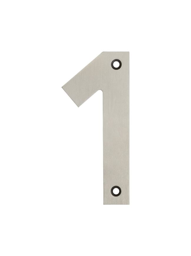 100mm Numerals SSS Finish 100mm Satin Stainless Steel No. 1 - By Frelan Hardware - JSS-1