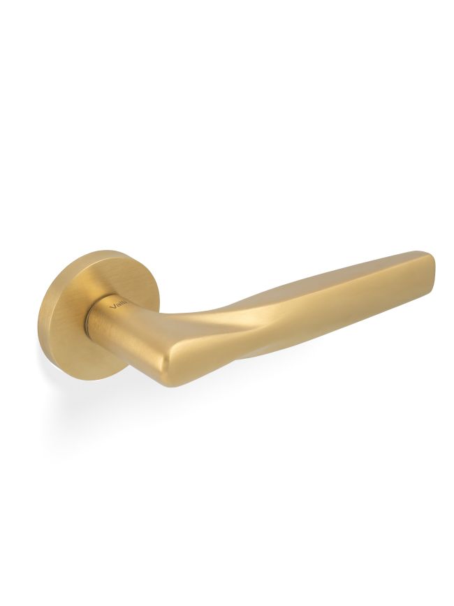 Valli SOM New York Lever on Round Rosette - Satin Brass PVD