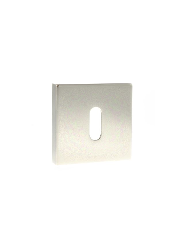 Senza Pari Key Escutcheons on Minimal Square Rose - Polished Nickel (Pair)