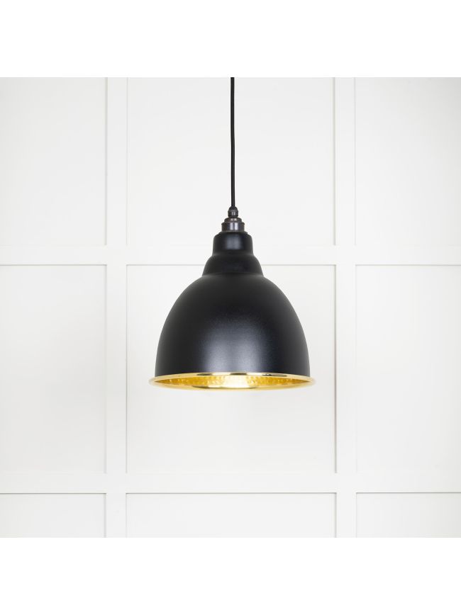 Hammered Brass Brindley Pendant in Elan Black