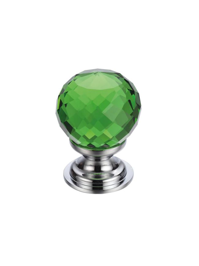 Zoo Hardware Glass Ball Cabinet Knob - Facetted 30mm - Chrome